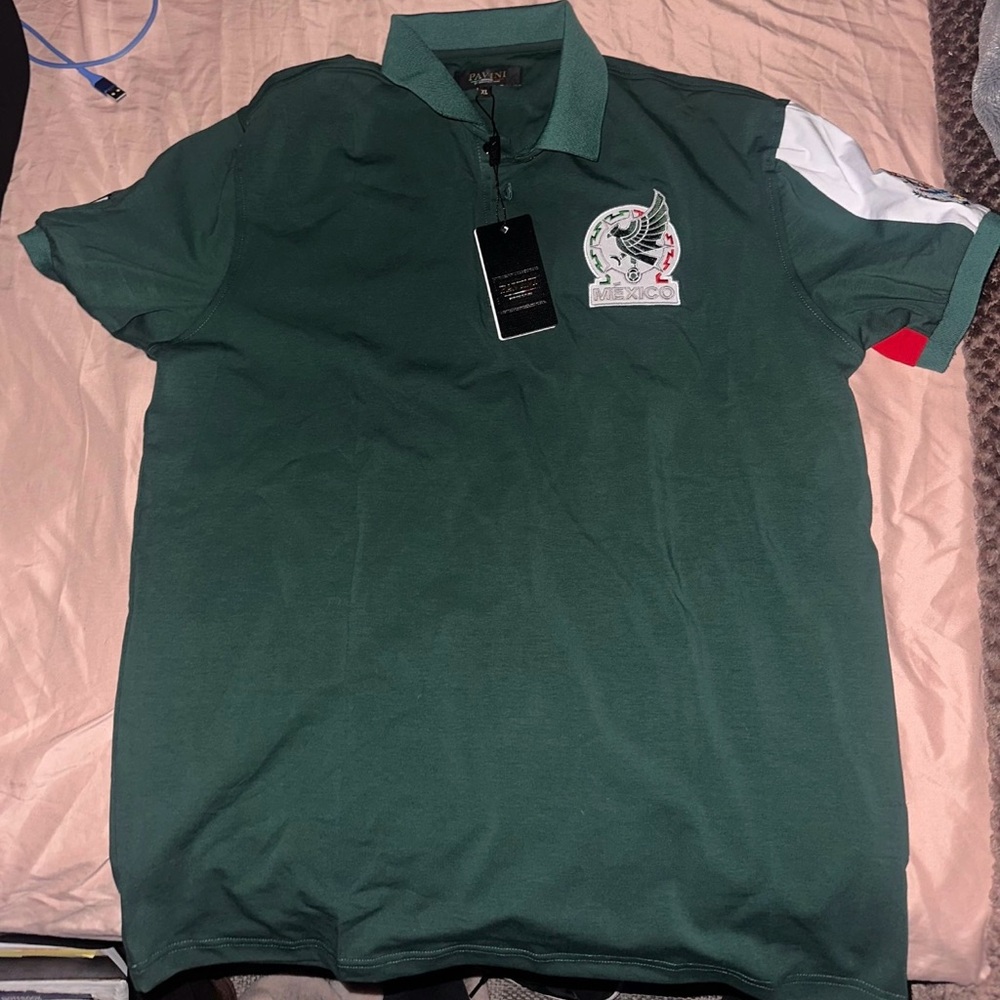 Green Polo Shirt with Embroidered Logo